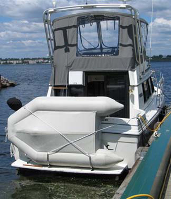 Dinghy davits and davit systems for inflatable boats