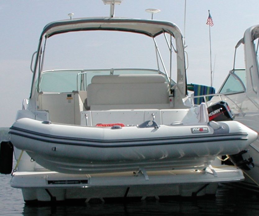 Dinghy davits and davit systems for inflatable boats