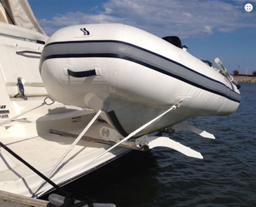 Dinghy davits and davit systems for inflatable boats