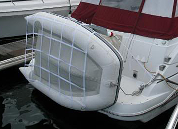 Dinghy davit systems and dinghy davits for inflatable boat davit systems.