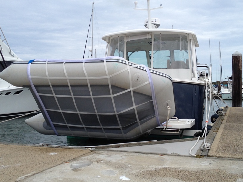 Dinghy davits and davit systems for inflatable boats